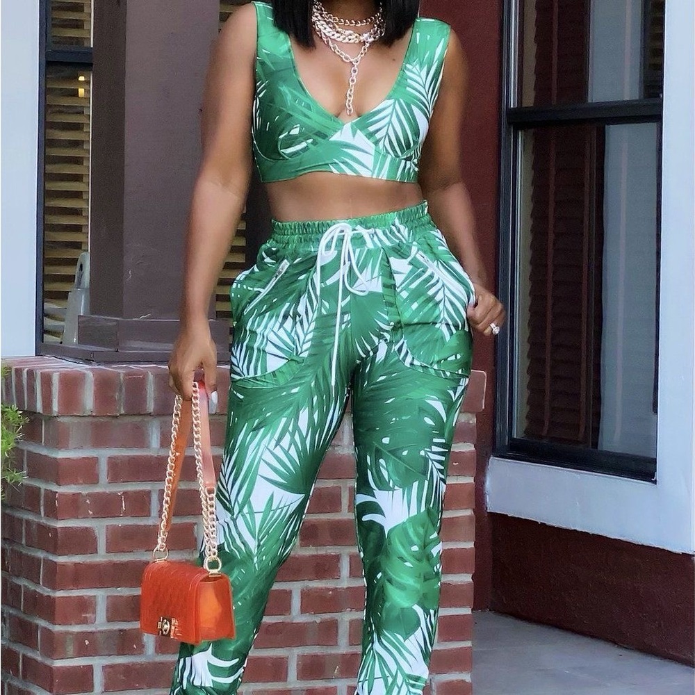 Two Piece palm tree print set